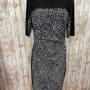 Chaps Black and‎ White Ruched Sheath Dress